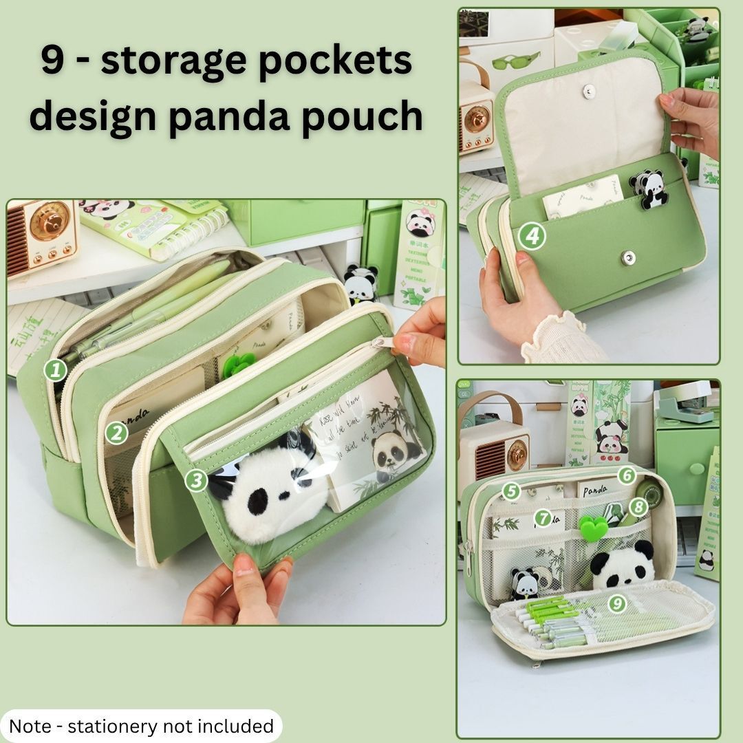 BB007 Panda Theme Art Artificial Leather Pencil Box-image-29