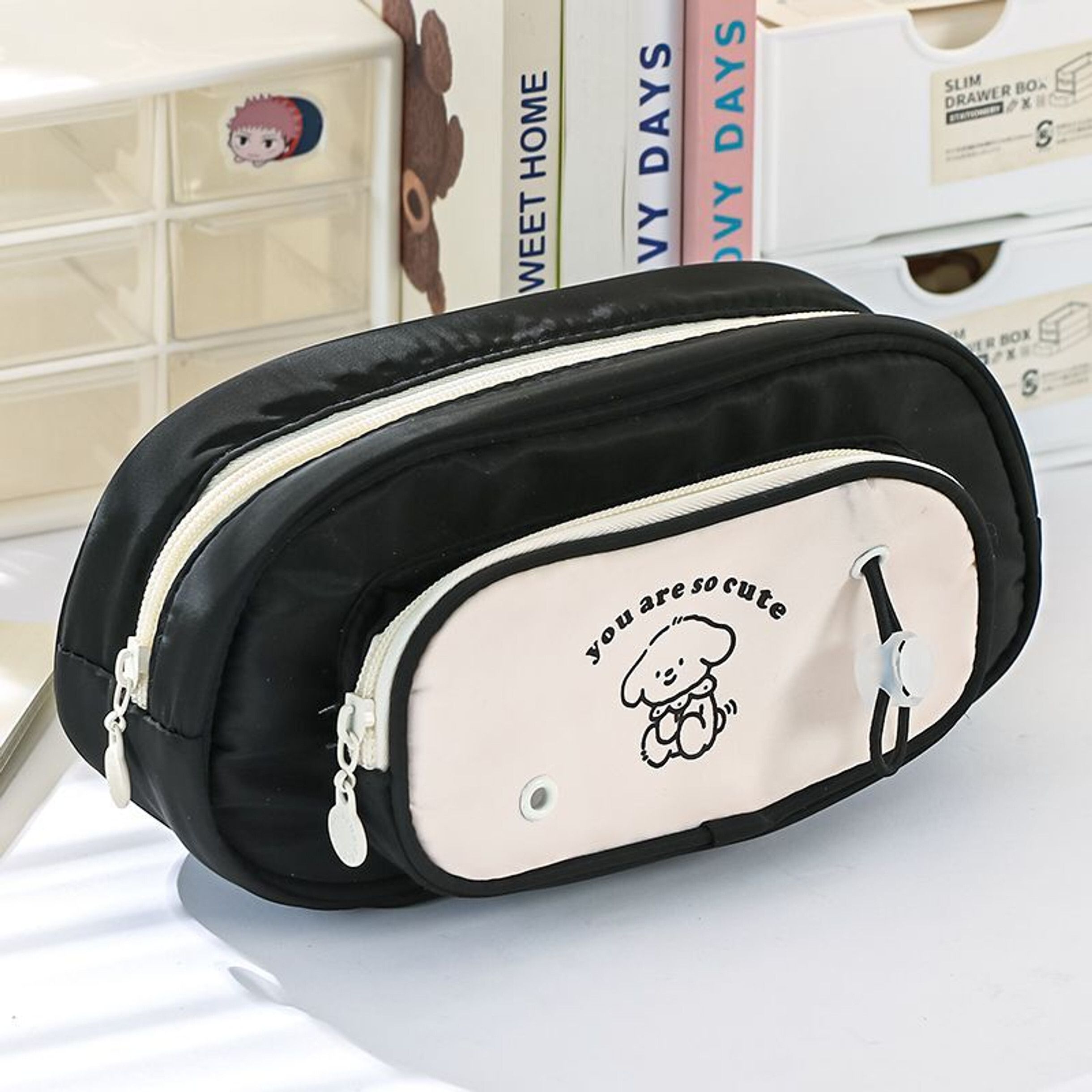 Large Capacity Pencil Pouch Case for School & Office Cute Double Zipper Pencil Pouch with Cartoon Design Art Canvas Pencil Box-image-30