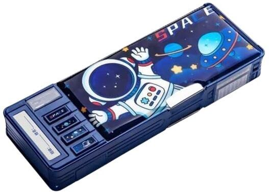 sarvopari Space Astronaut Password Lock Pencil Box with Sharpener, Whiteboard, Calendar, Double Sided Large Capacity, Stationery Box for Kids Art Plastic Pencil Box-picture-35