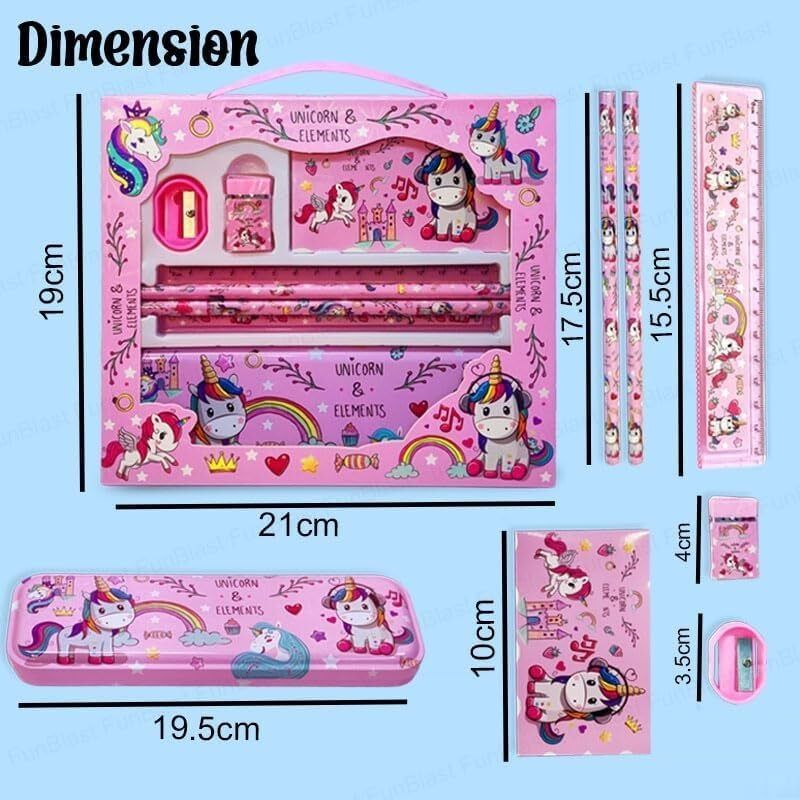 Unicorn Stationary Kit for Girls Pencil Pen Book Eraser Sharpener Stationary Kit 1 SET Art Plastic Pencil Box-image-22