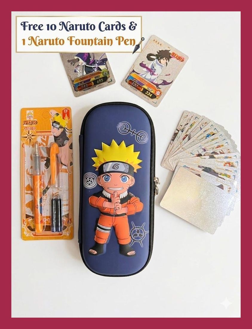 zizi Naruto Pouch ,10 Naruto Cards & Naruto Fountain Pen. Durable, anime-print. 1 Art EVA Pencil Box-picture-12