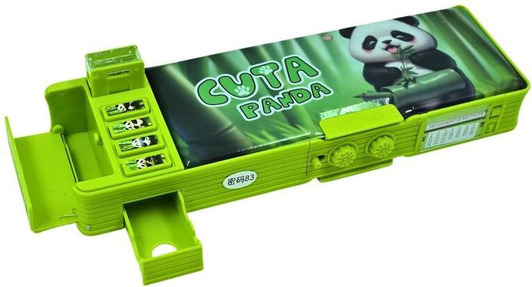 Panda Password Lock Double Sided Compass Box Panda Art Plastic Pencil Box-image-29