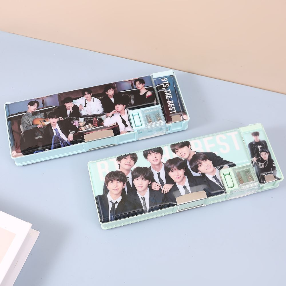 shivom BTS DOUBLE END MAGNETIC PENICL CASE WITH INBUILT DUAL SHARPENER BTS Art Plastic Pencil Box image 1