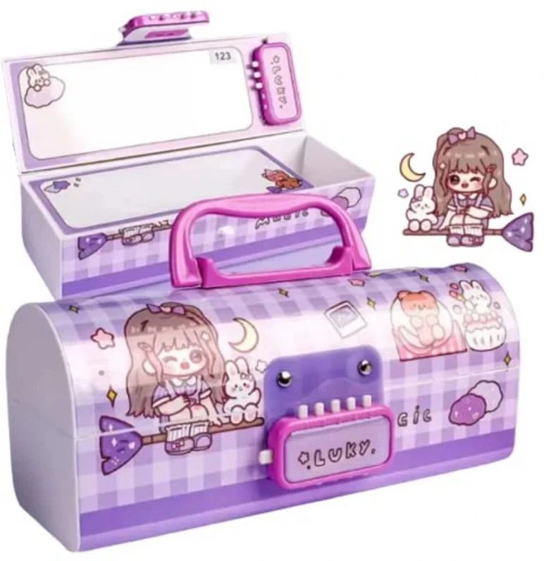 manaki enterprise 1 Pencil Box For Kids, Boys, Girls,Stationary Organizer Case For Kids(Luky-Purple) Art Plastic Pencil Box-picture-17