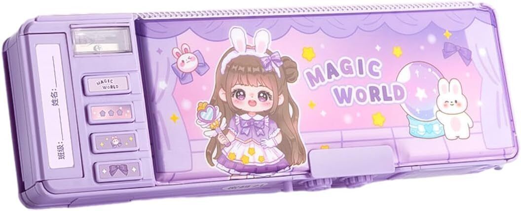Password Pencil Box for Children, Many Function and Departments, Special Buttons Art Plastic Pencil Box-image-23
