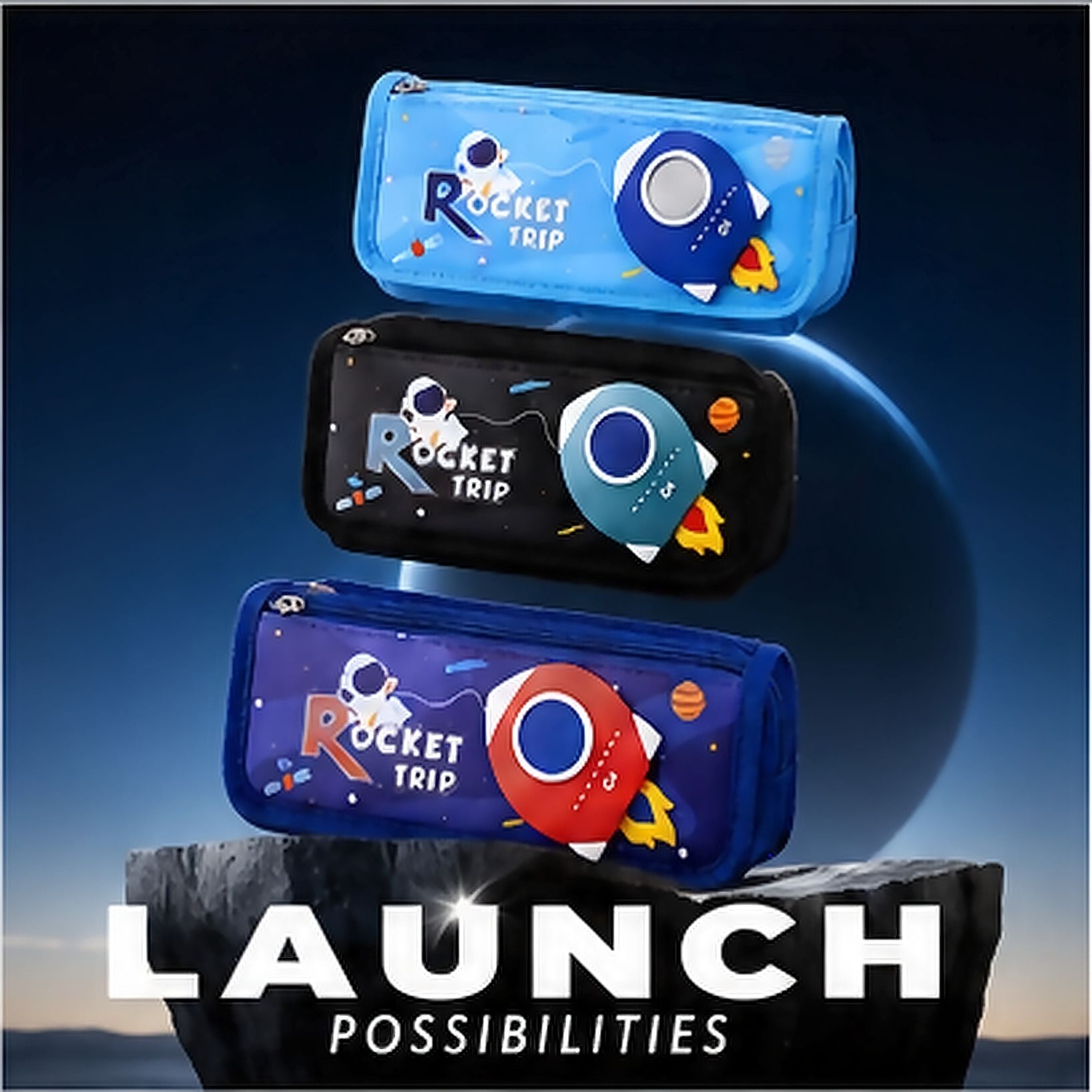 RocketPouch Rocket Art Canvas Pencil Boxes-image-5