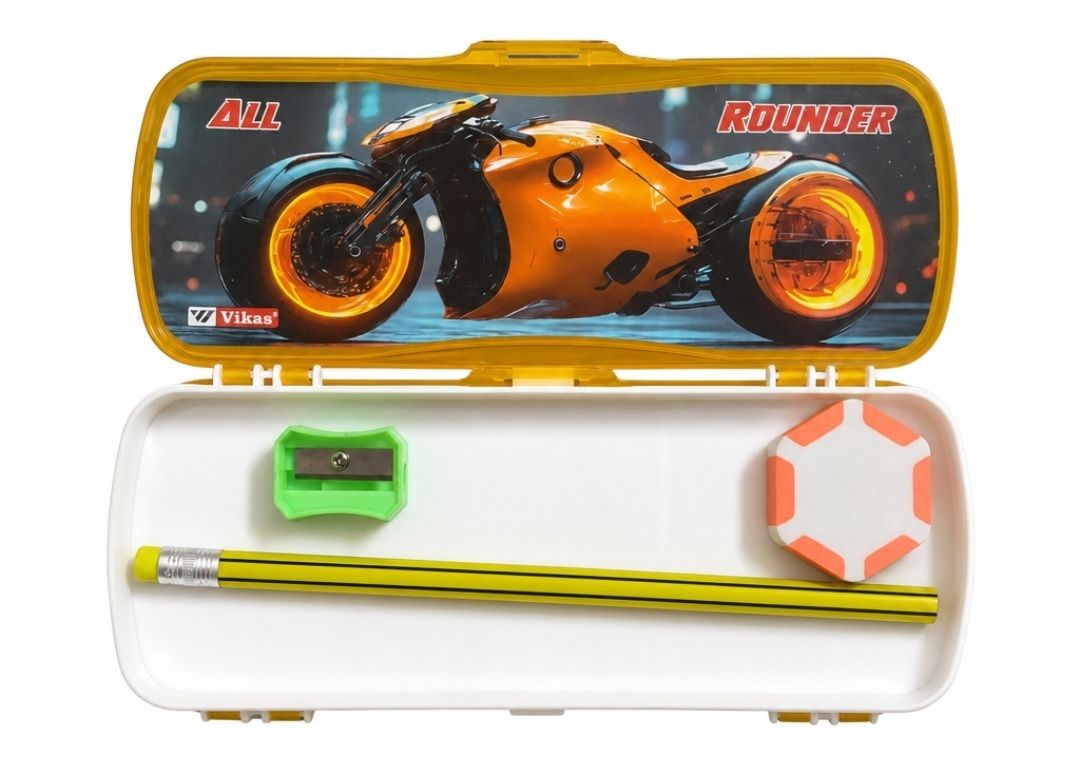 vikas Bike adventure Motorcycle Art Plastic Pencil Box-picture-2