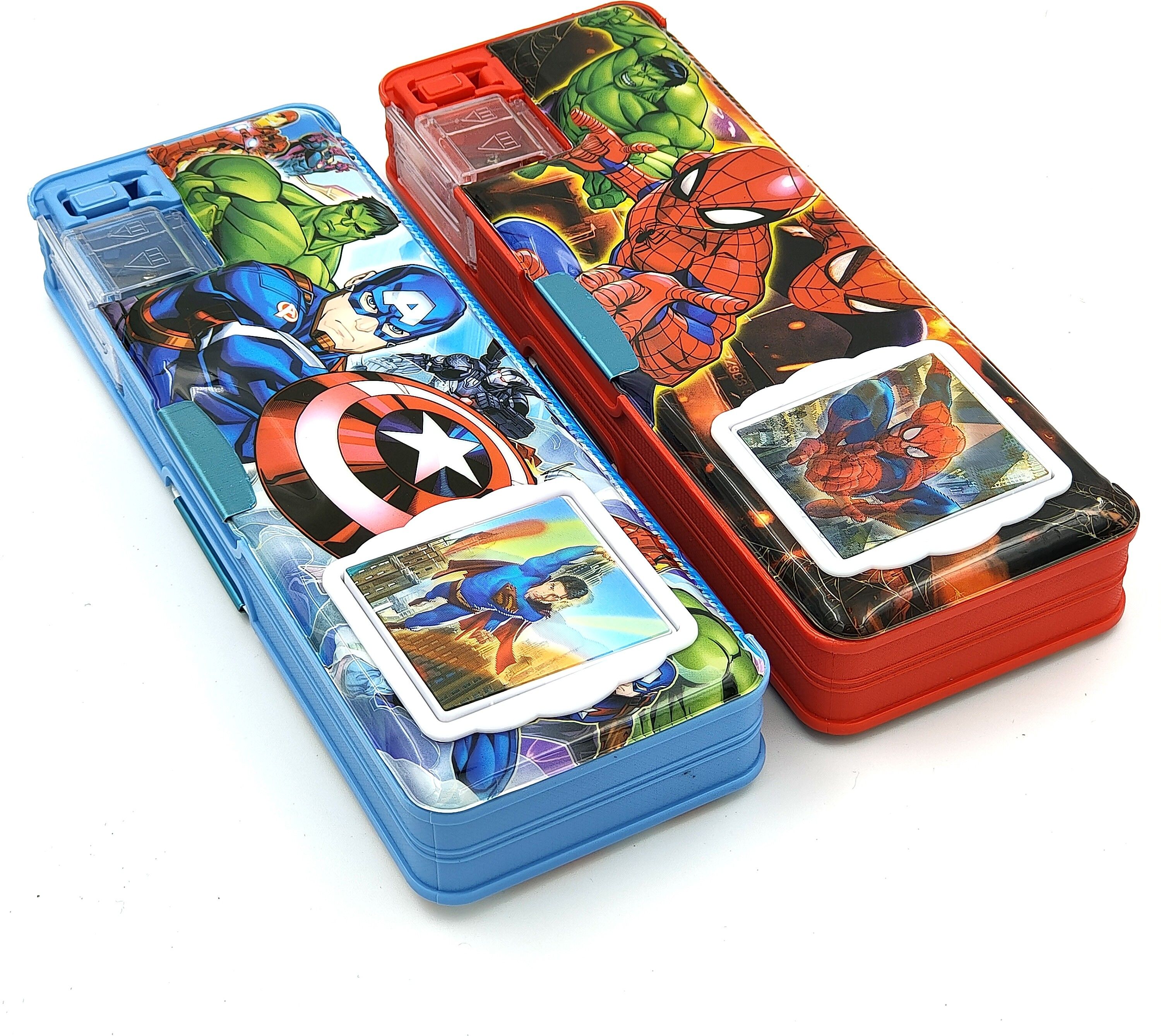 tishna Inbuilt Calculator & Sharpener for Girls and Boys Birthday Return Gift Avenger Superhero, Spider Man Art Plastic Pencil Boxes-picture-22