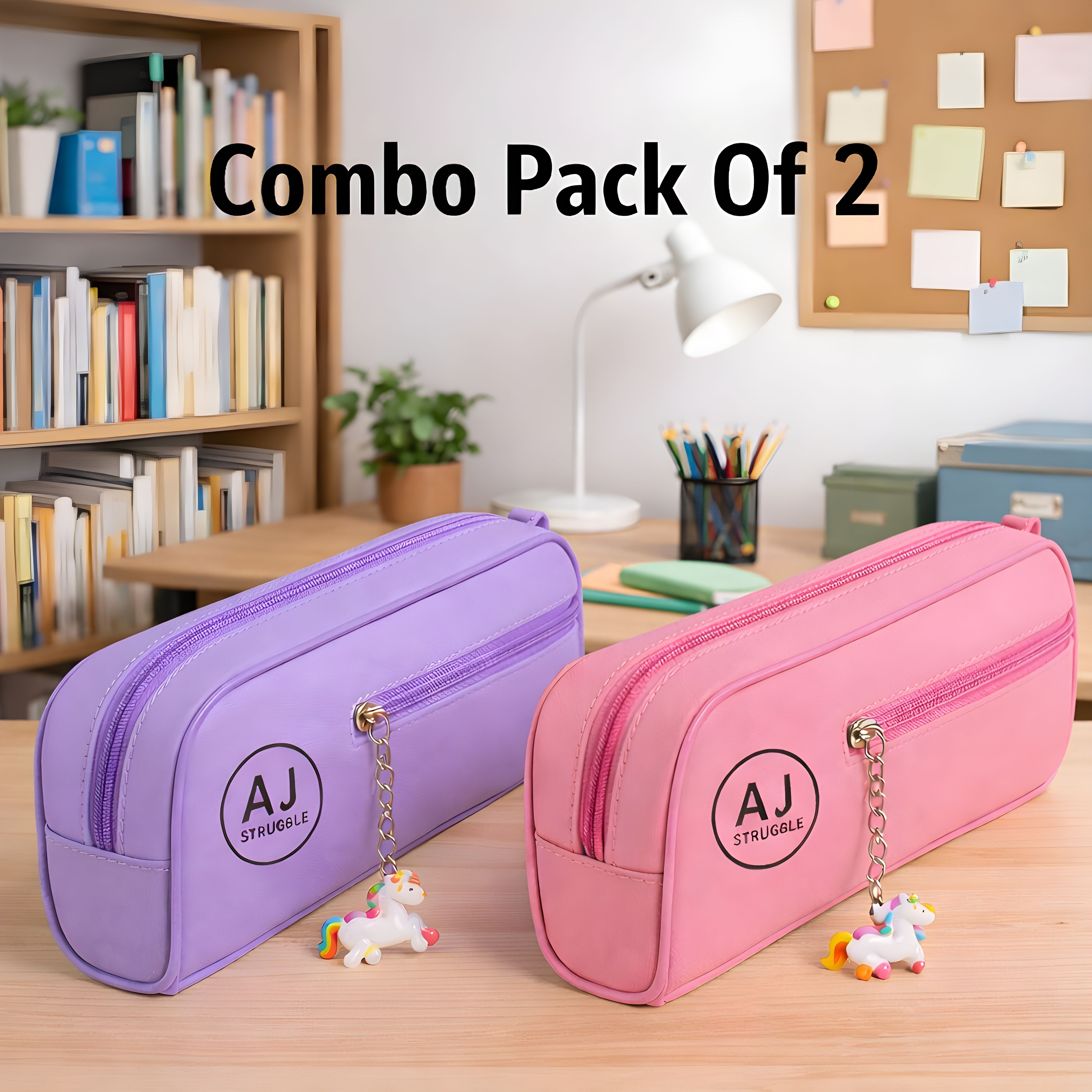 Premium Zipper Pencil Case with Cute Unicorn Charm | Stylish Stationery Organizer for Kids & Students Art Artificial Leather Pencil Boxes-image-11