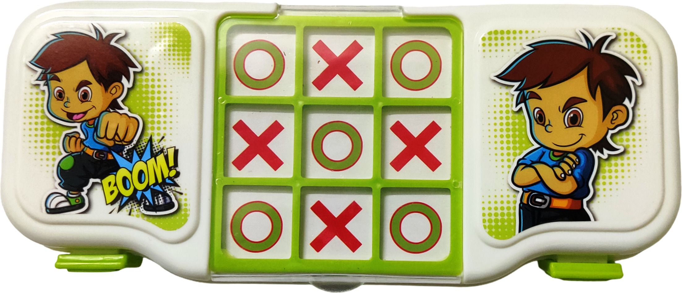 Plastic Pencil Box For Kids With Tic Tac Toe Game On Top - Green Game Art Plastic Pencil Box-image-7