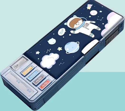 JOY MAKER press compass button space boy astronuat Art Plastic Pencil Box-image-37