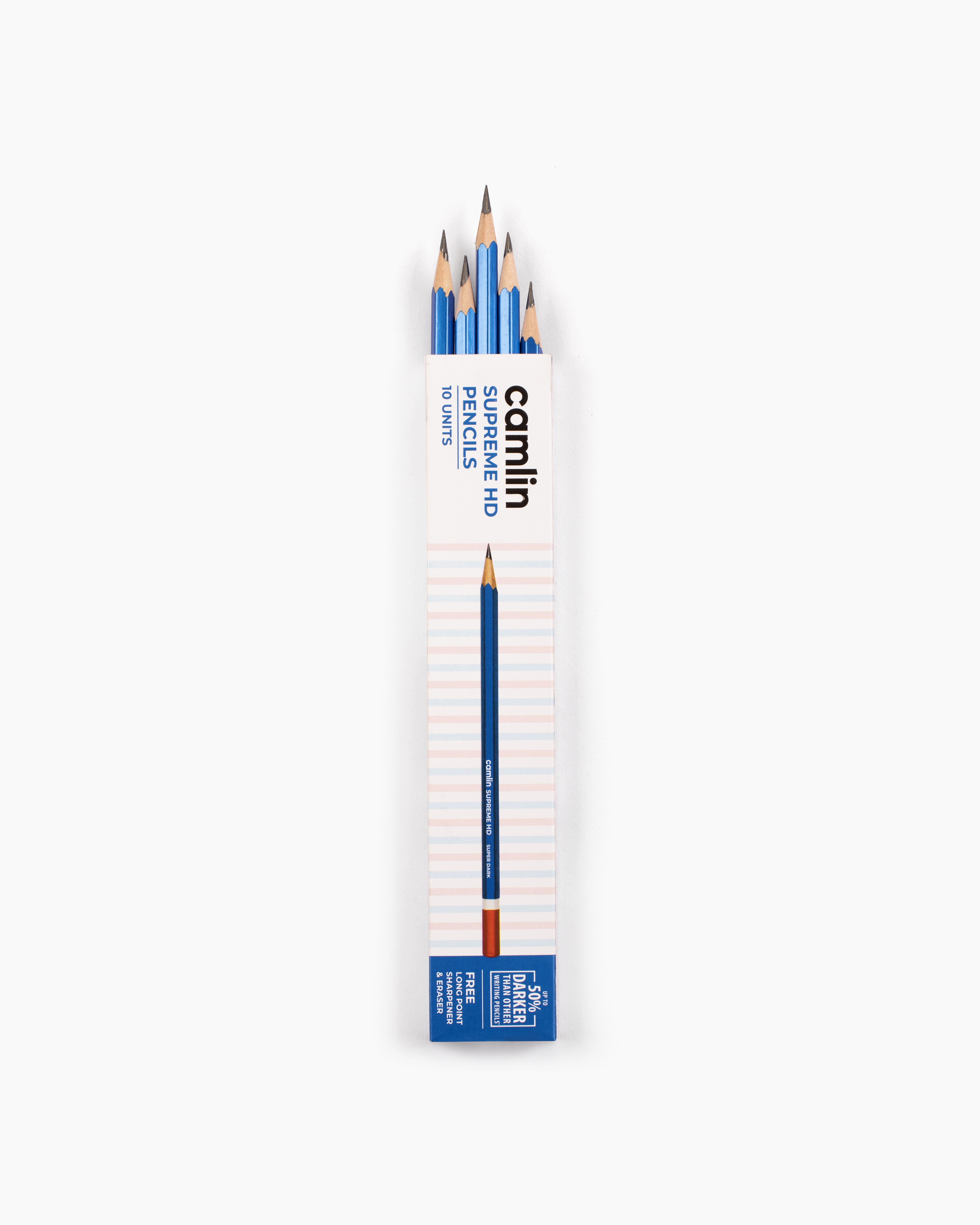 Supreme HD Pencils Box of 10 pencils with Eraser and Long Point Sharpener Pencil-image-33