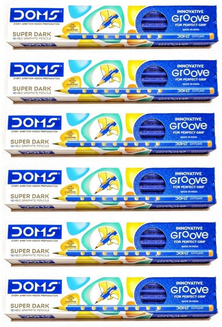 doms GROOVE PENCIL 60 PENCIL, 6 ERASER, 6 SHARPNER Pencil-picture-18