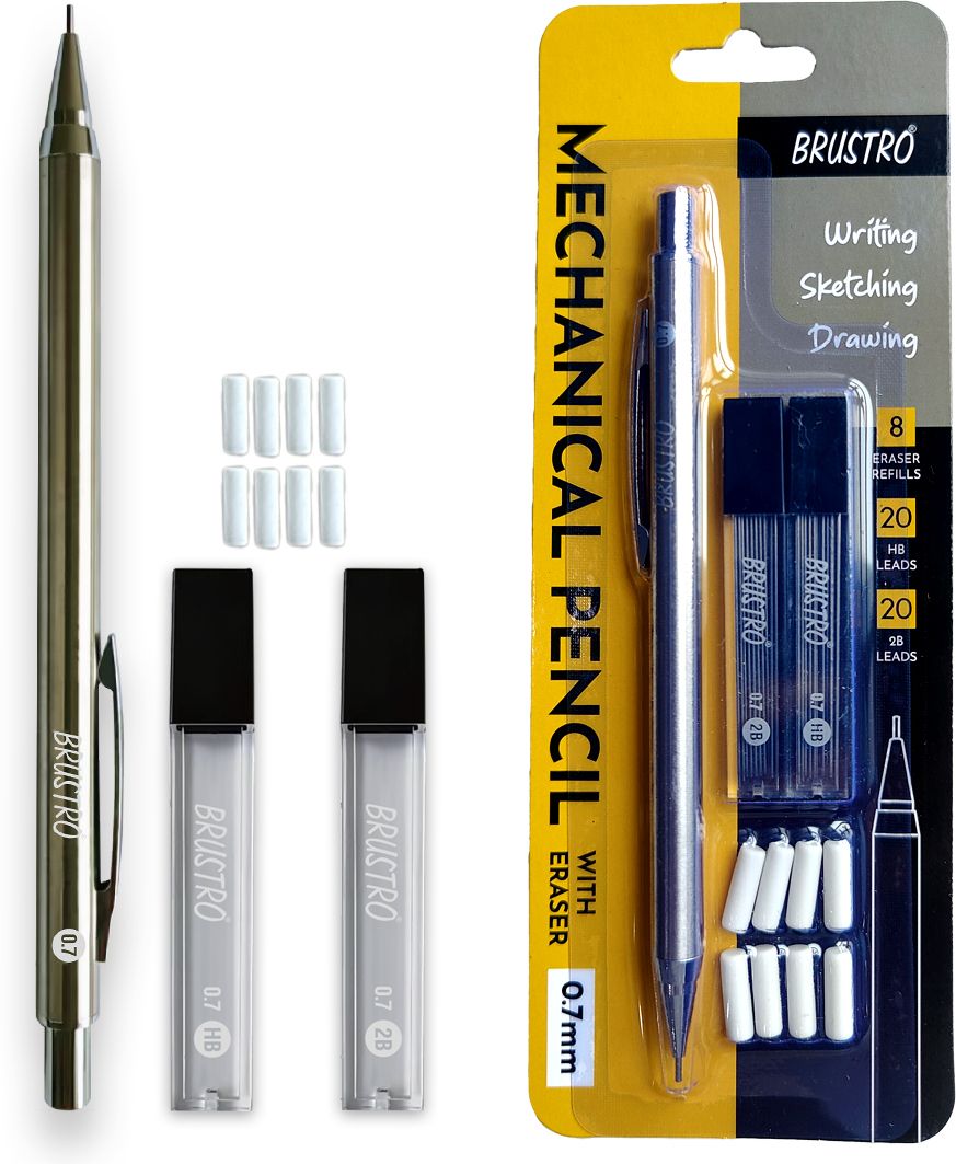 Mechanical Pencil with Eraser(8 units), 0.7mm,leads HB-20 units,2B-20 units, Pencil-image-33