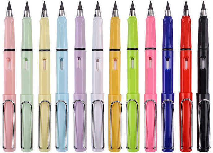 Reusable Inkless Pencil with eraser Metal Pencil (Pack of 12) RANDOM MULTICOLOUR Pencil-image-46