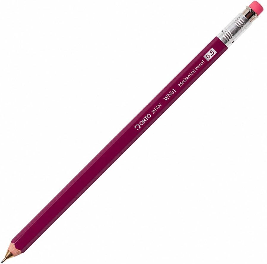OHTO WN01 Wooden Mechanical Pencil 0.5mm Winered | Refillable Built-in Eraser Mechanical Pencil-picture-36