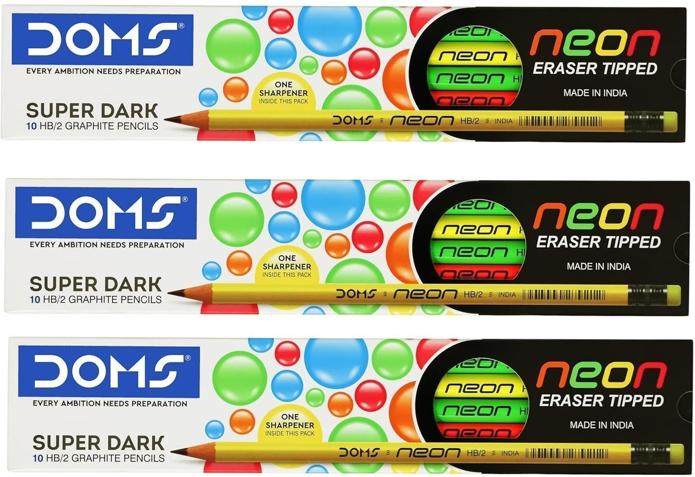 doms Neon Rubber Tipped HB/2 Graphite Pencils Box Pack Pencil-picture-29