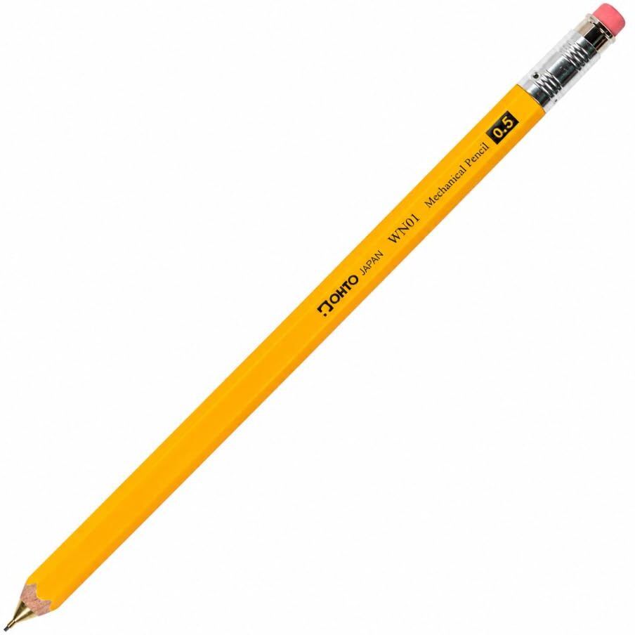 OHTO WN01 Wooden Mechanical Pencil 0.5mm Yellow | Refillable Built-in Eraser Mechanical Pencil-picture-33