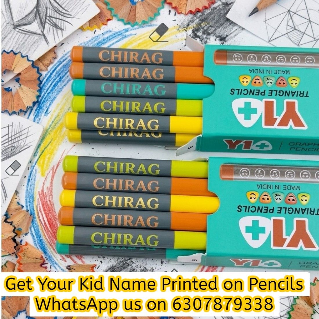 navya royal art Personalised 10 HB Pencils with Name | Free Eraser & Sharpener Pencil-picture-12