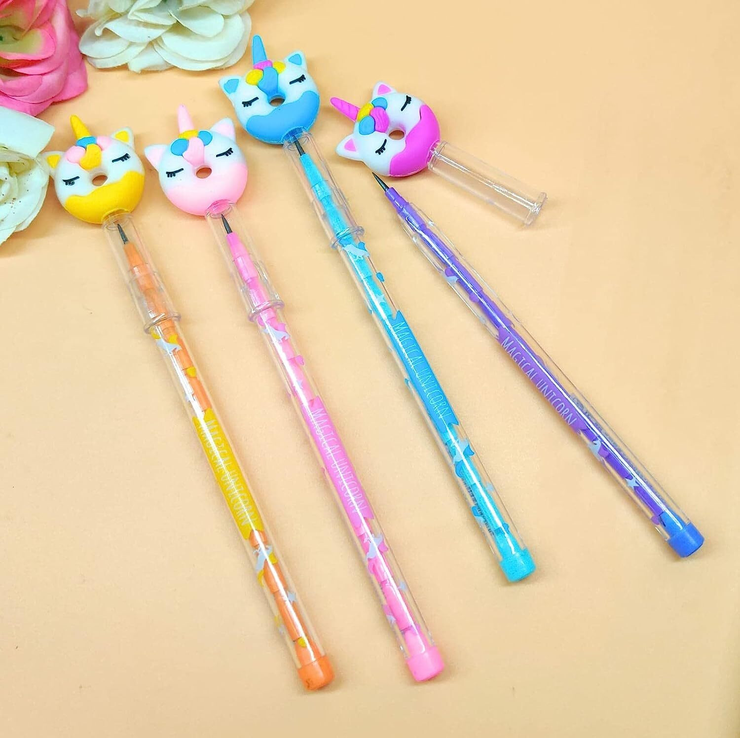 ancientkart Stack Pencil Donut Designed Set of 4 Pencil image 1