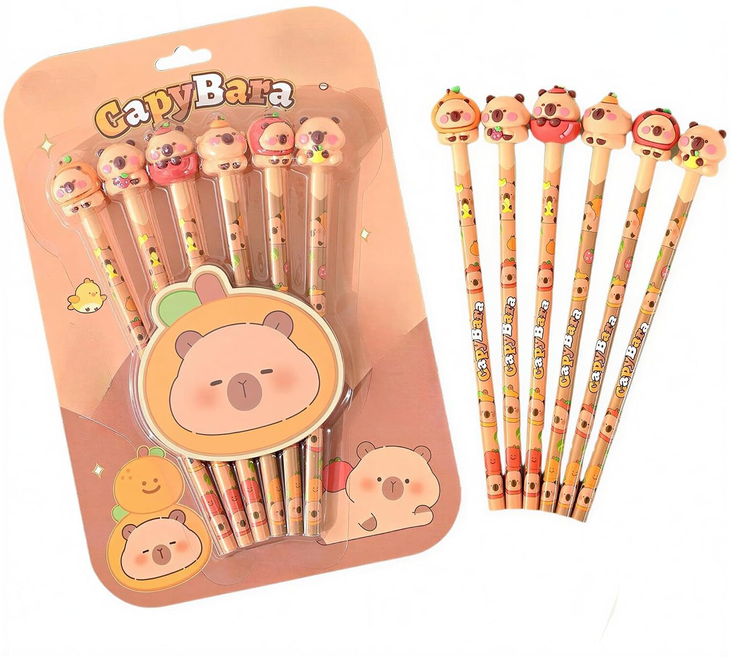 jbrstore Cute Capybara Pencil Set with Eraser on Top Cartoon Pencil for Kid Pencil-picture-10