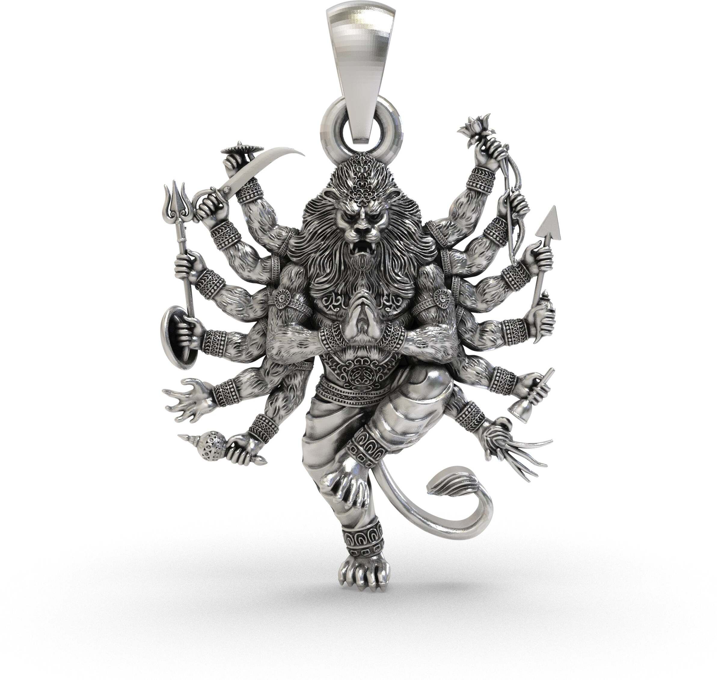 shree varudi jewellers 925 Silver Narsimha Bhagwan Pendant Silver Silver Pendant-picture-22