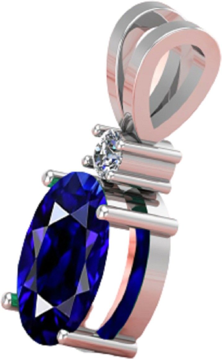 Silver Sapphire Brass Pendant-image-1