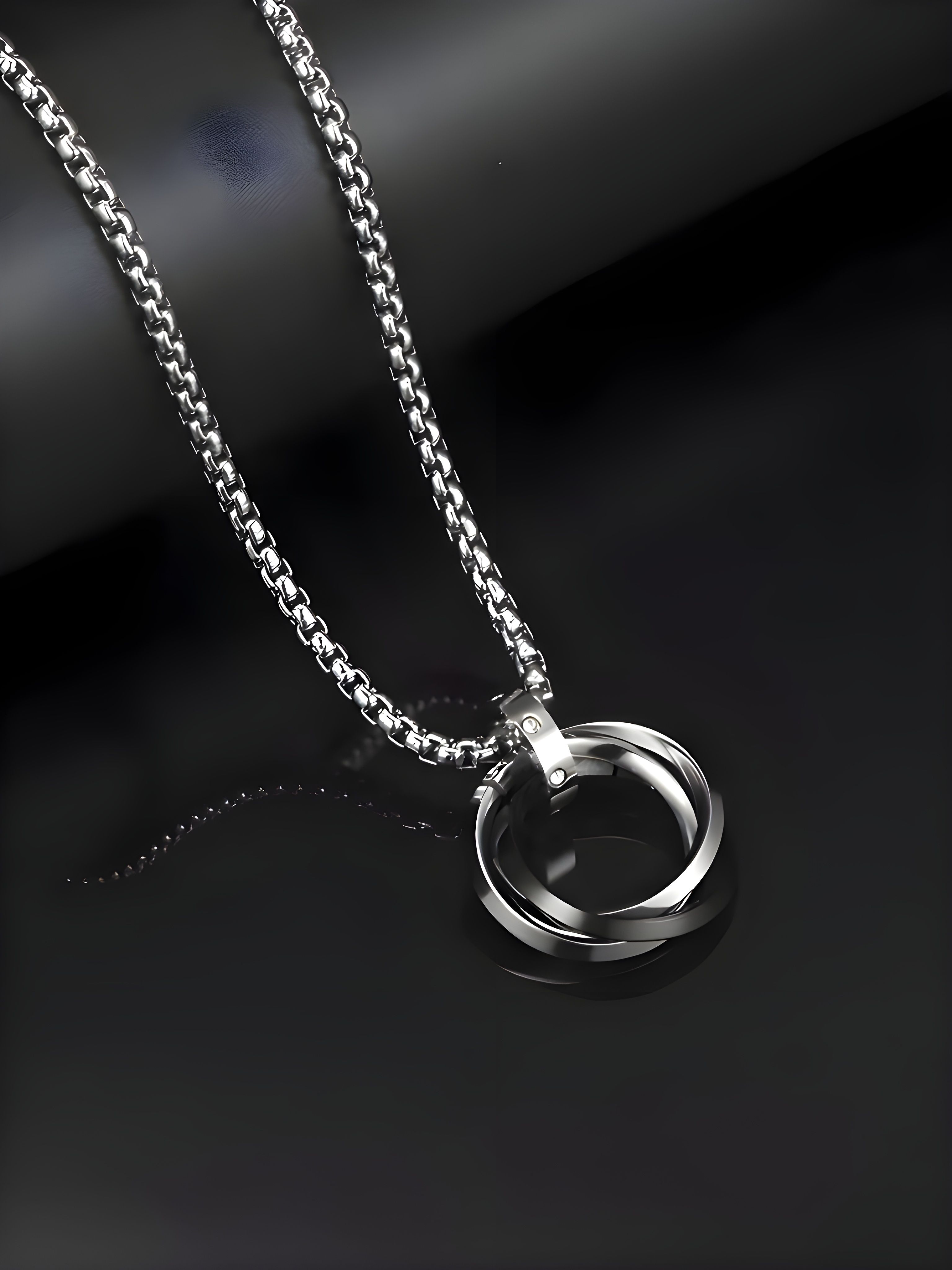 agarwalproduct 3 Ring locket for men | Boys Chain Locket | Fashion en Pendant | Stainless Steel Pendant-picture-22