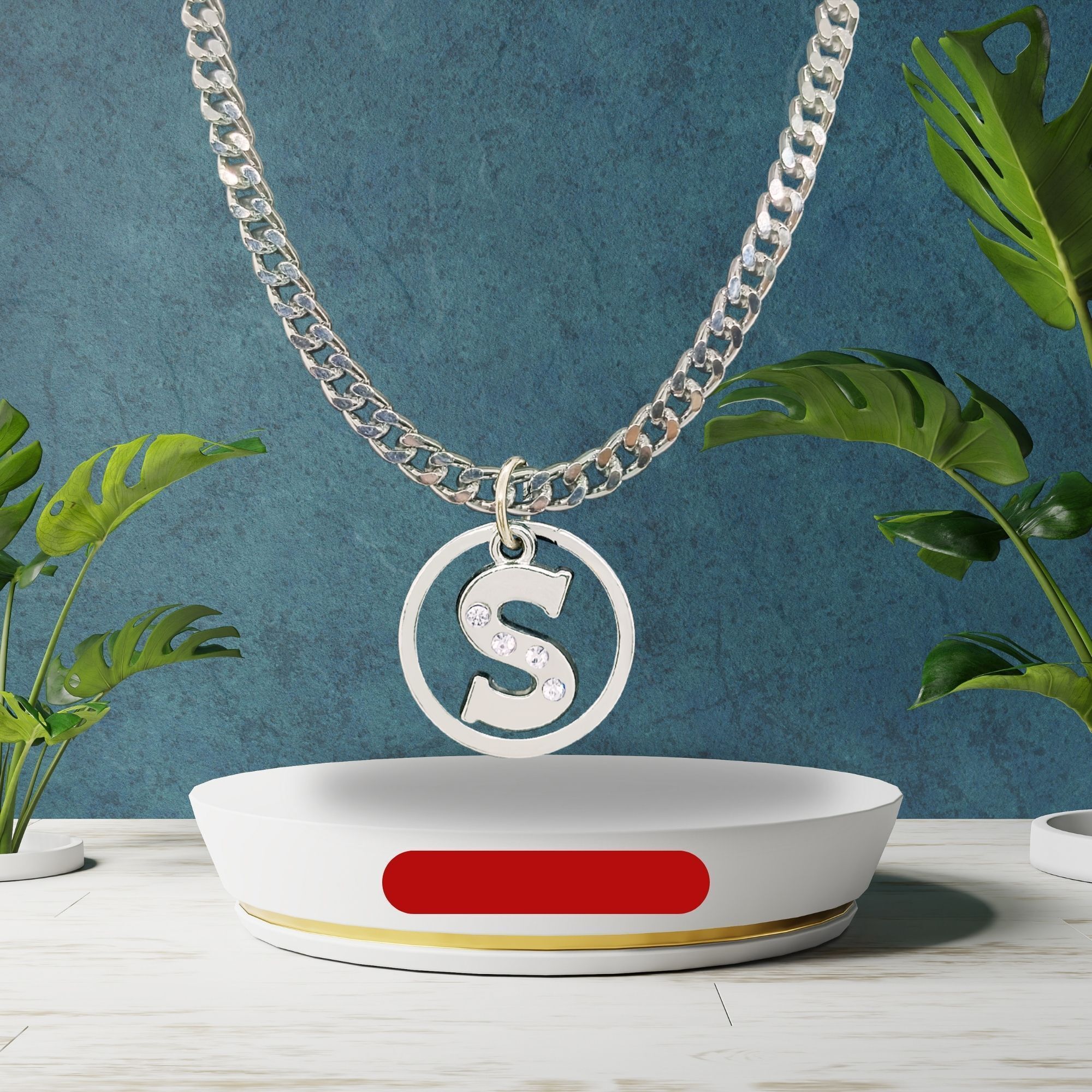 Ring S Alphabet Locket Metal Pendant-image-8