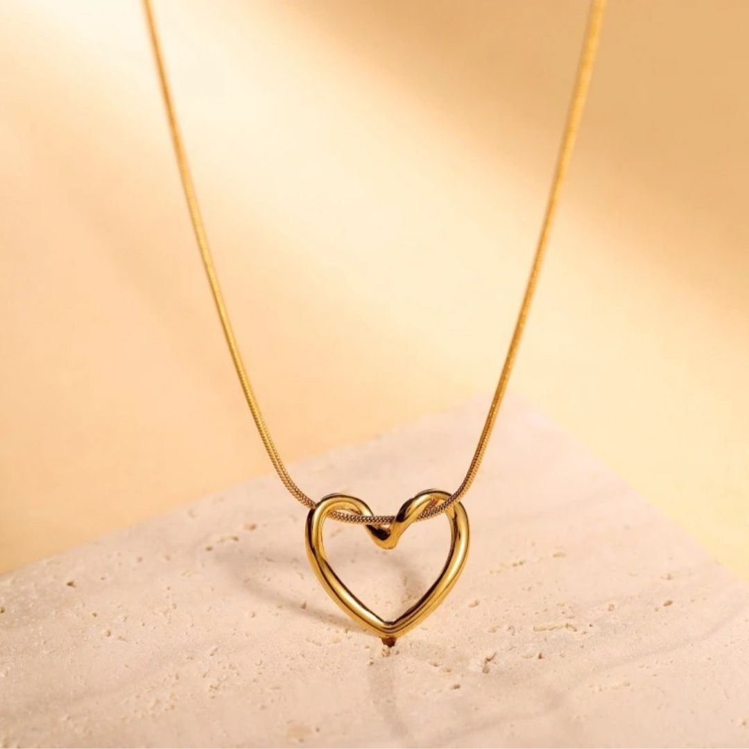 Heart shape gold plated pendent chain for girls and women Gold-plated Stainless Steel Locket-image-16