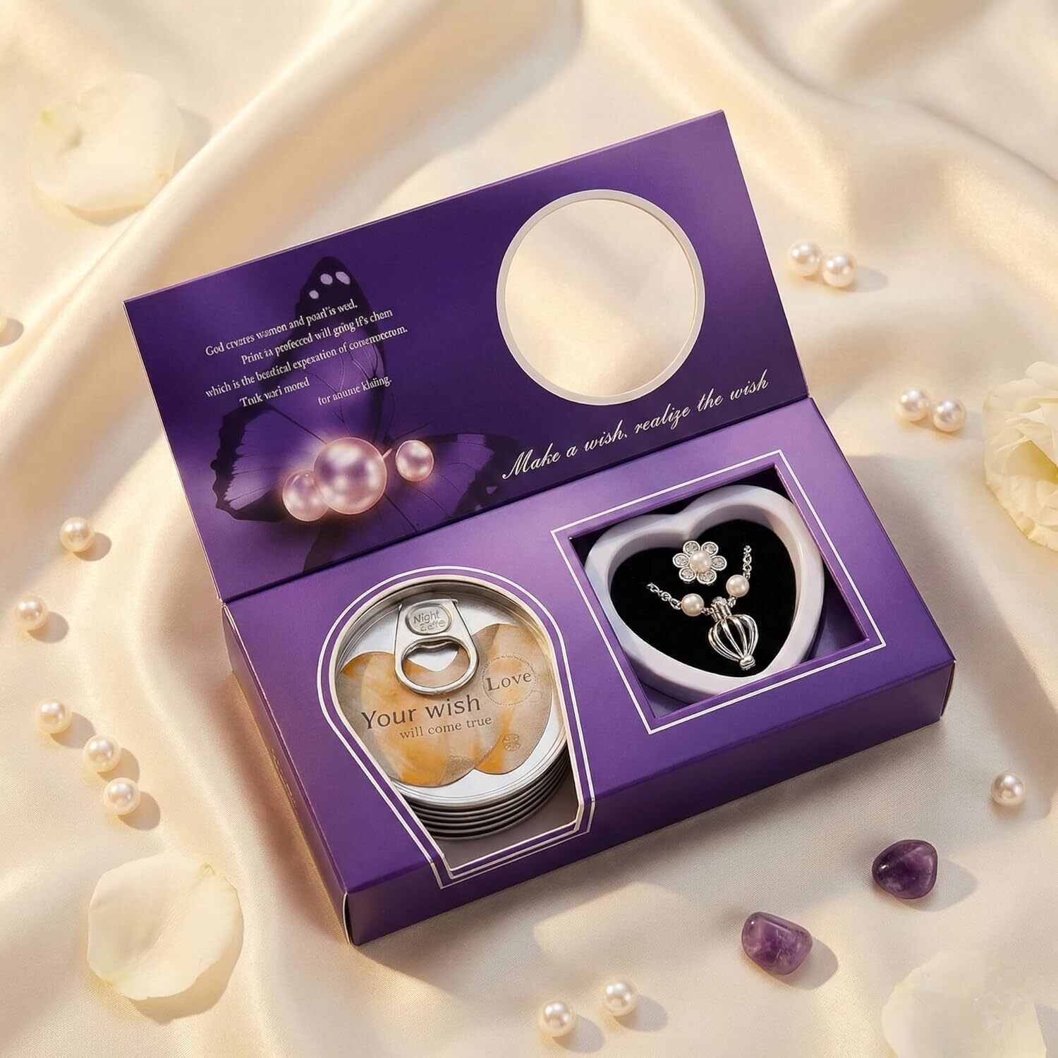 Love Pearl Necklace Gift Set Valentine Gift For Women & Girls Real Oyster Rhodium Pearl Brass Locket Set-image-10