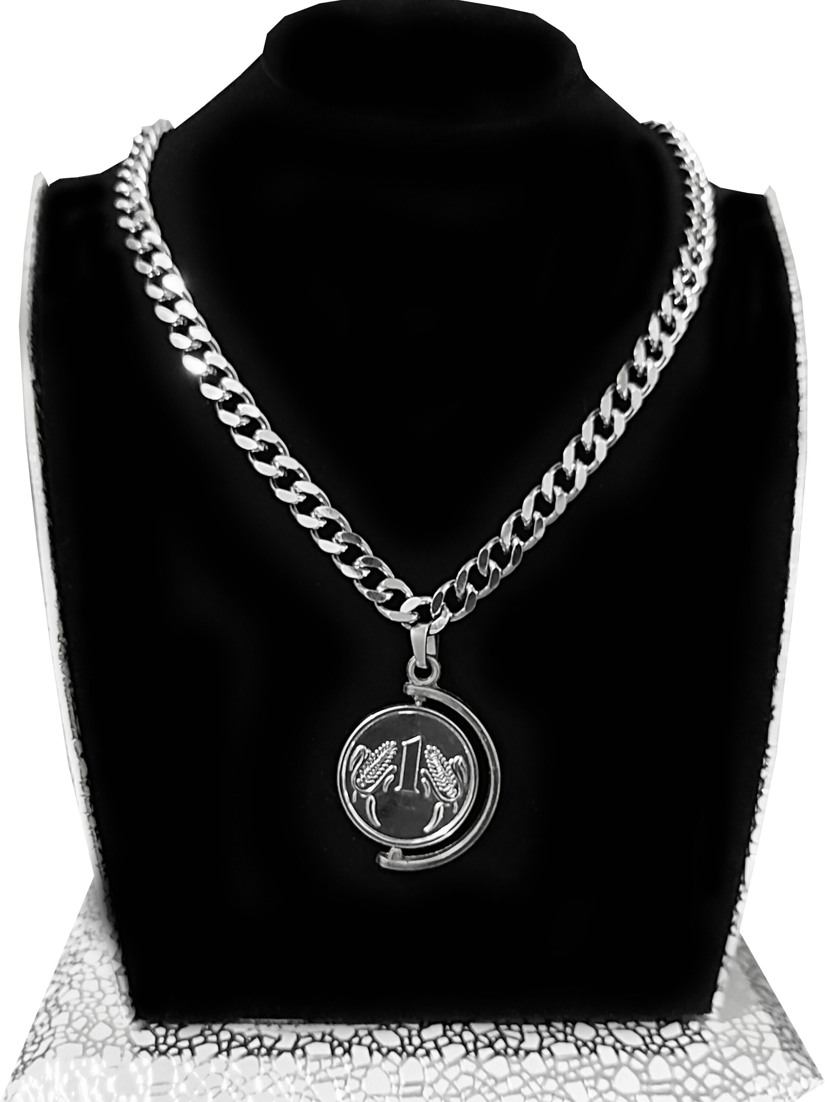 Shehwag Classy S-Coin Chain, Trending Men's Chain Silver Stainless Steel Pendant Set-image-13