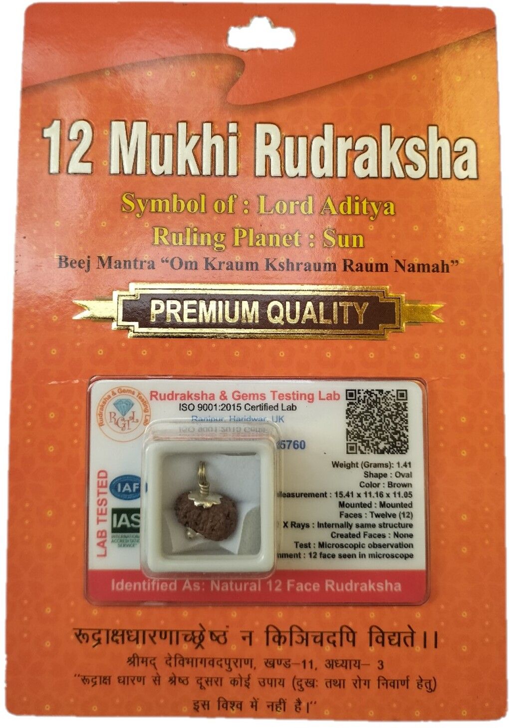12 Mukhi Rudraksha Original Certified Lab Test & X-ray Report Sterling Silver Wood Pendant-image-33