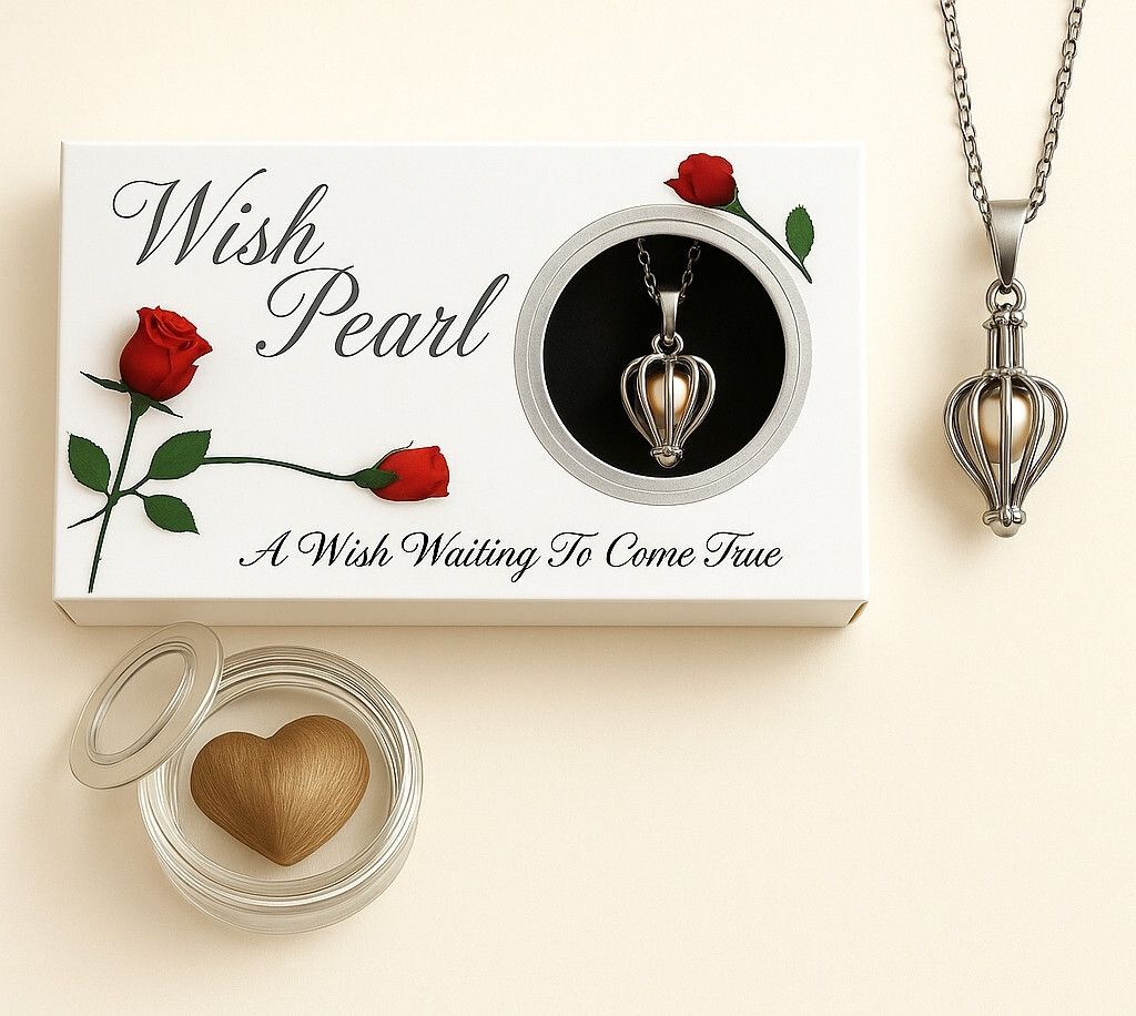 Wish Pearl Heart Pendant Necklace with Real Pearl | Pearl Alloy Pendant Set