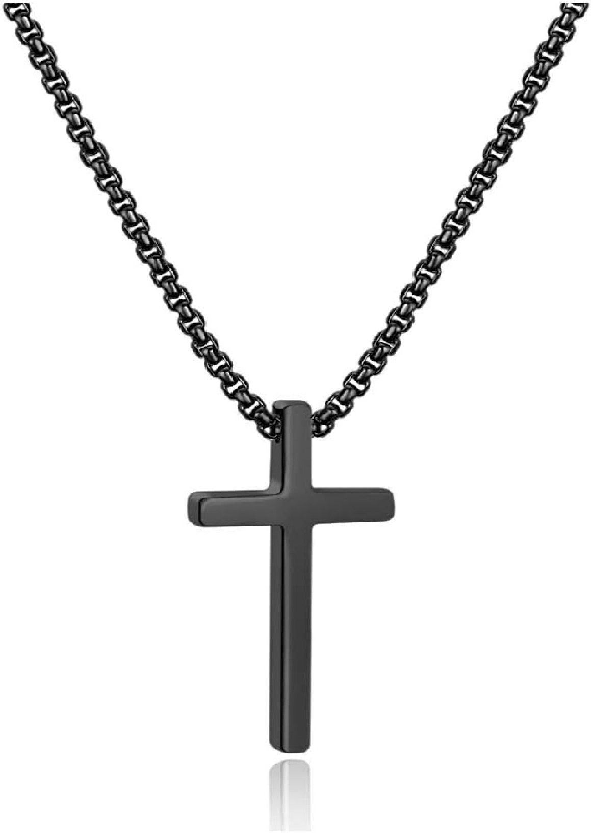Cross Pendant Chain Necklace Stainless Steel Black Color for Men Titanium Stainless Steel Pendant-image-18