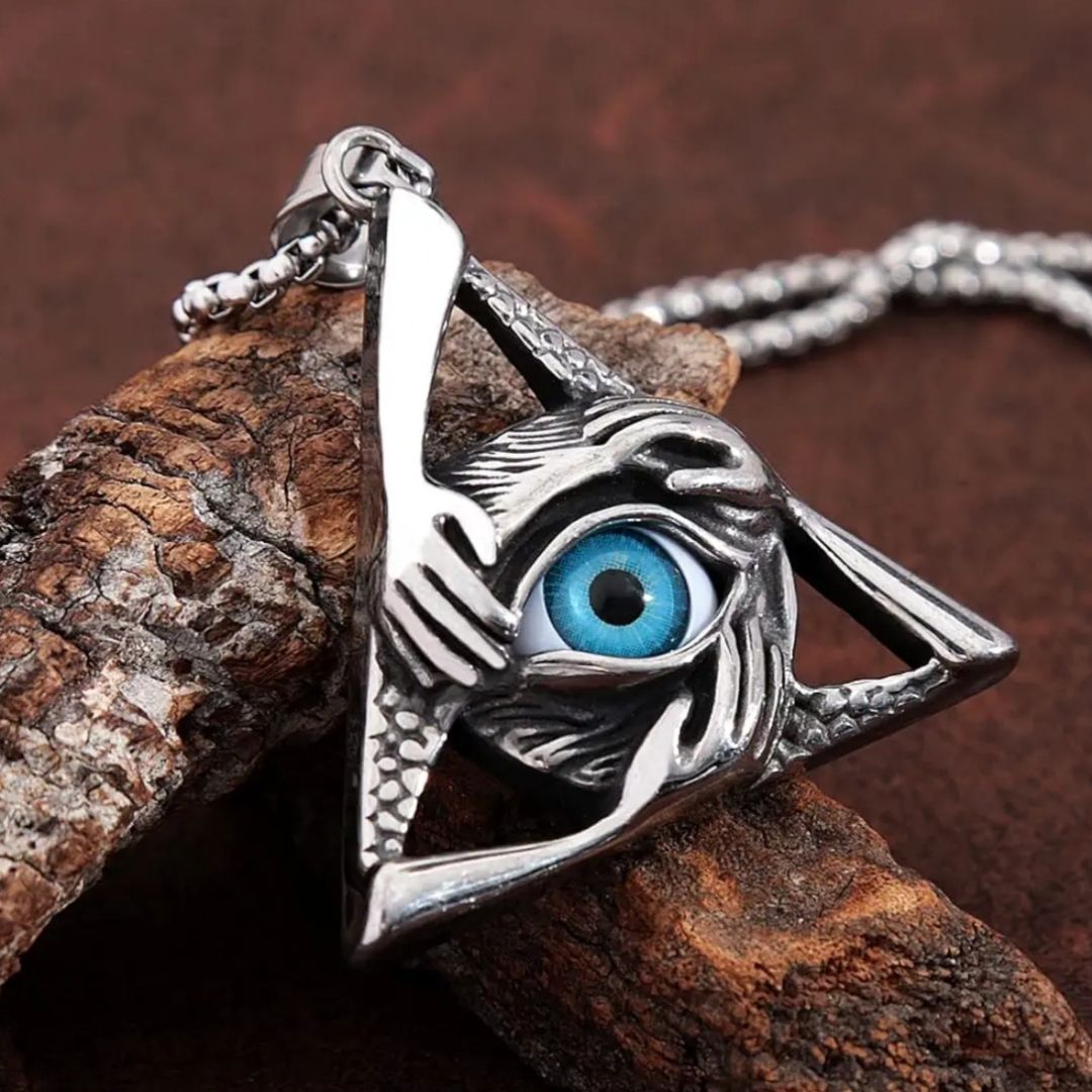 Triangular evil eye pendant chain for mens & boys Alloy, Sterling Silver Pendant-image-30