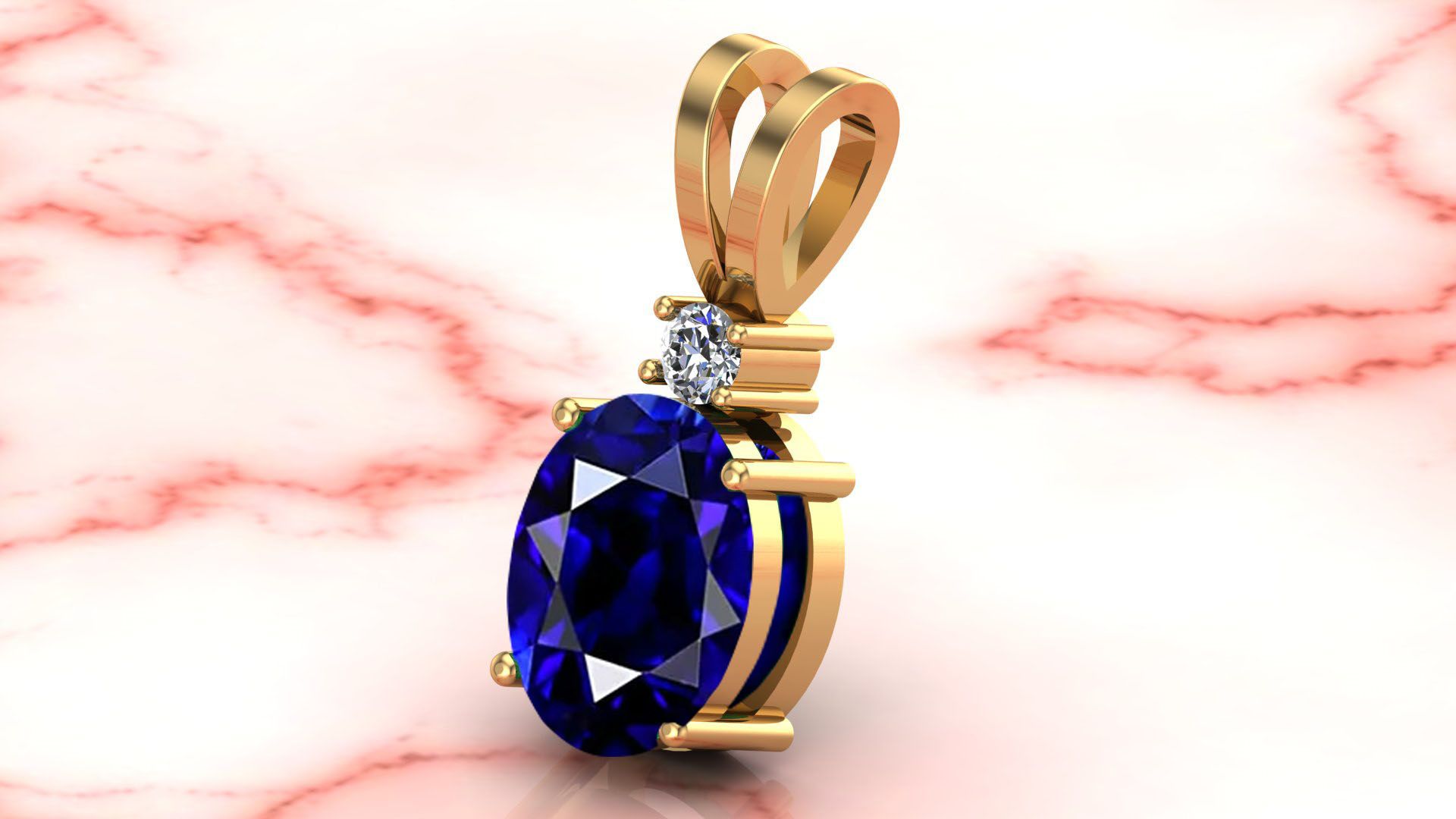 Gold-plated Sapphire Brass Pendant-image-2