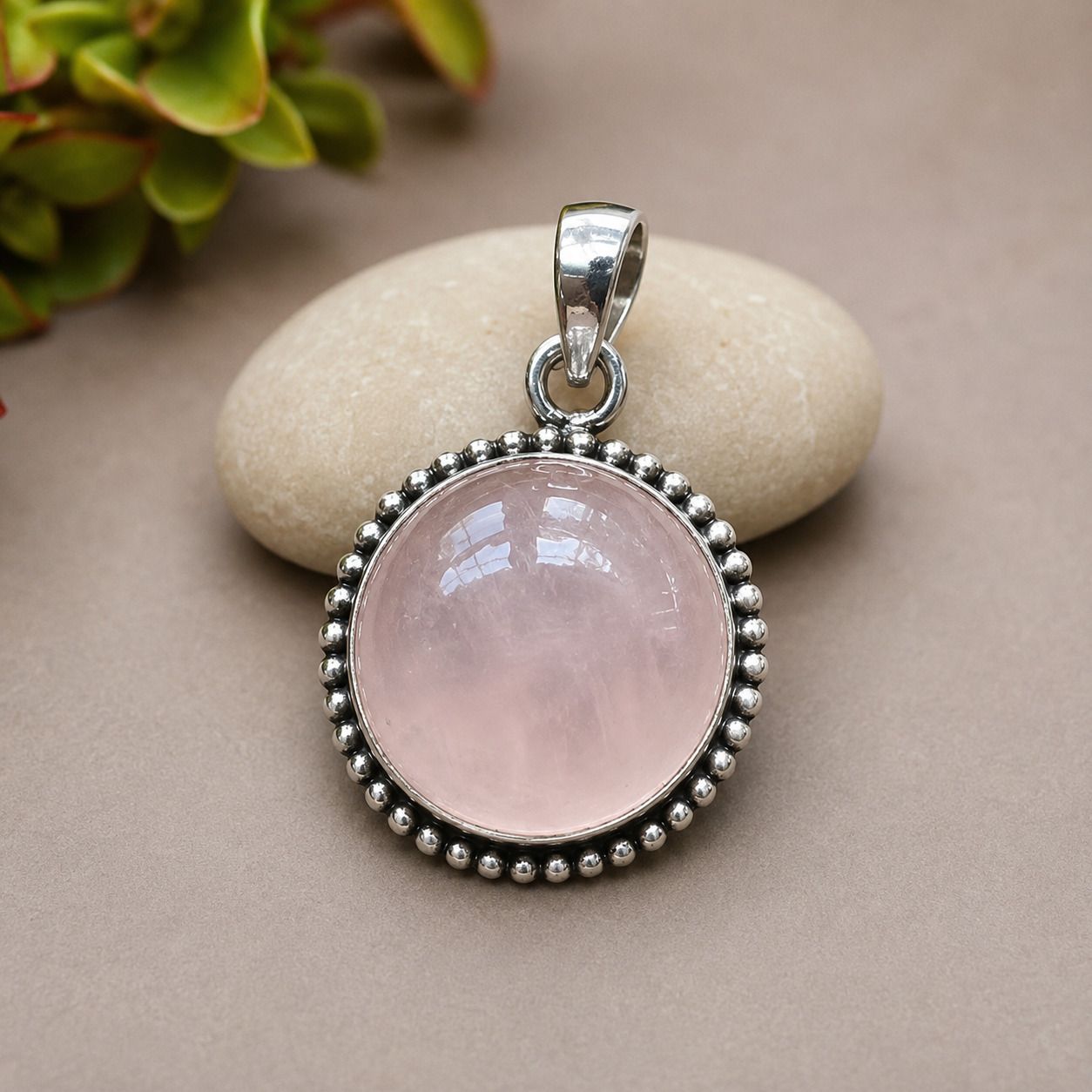 Natural Rose Quartz Crystal Stone Oval Pendant for Unisex Quartz Crystal Pendant-image-22
