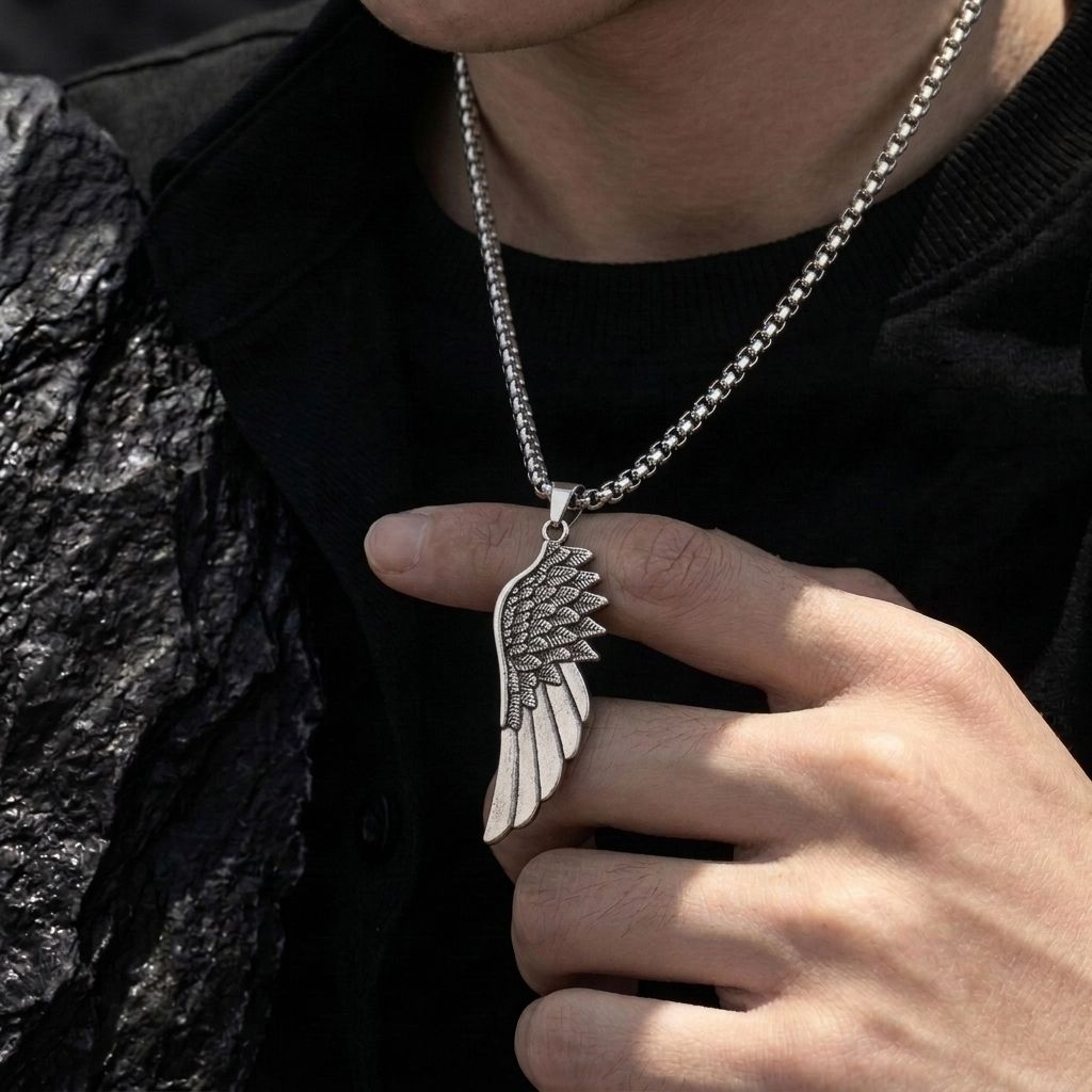 Hellfire Wing Neck Chain for Men & Boys | Locket | Necklace | Aesthetic Jewelry Stainless Steel Pendant Set-image-29
