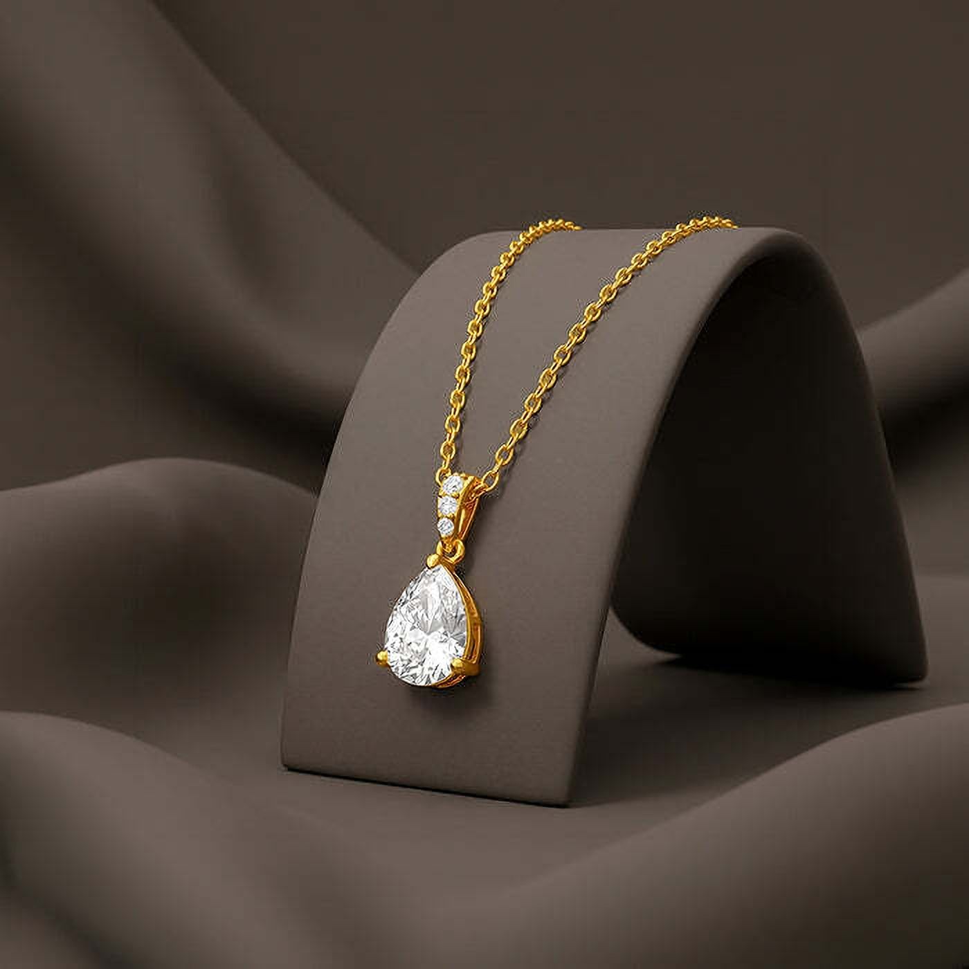 Golden Lumina Pendant With Link Chain Rhodium Cubic Zirconia Sterling Silver-image-37