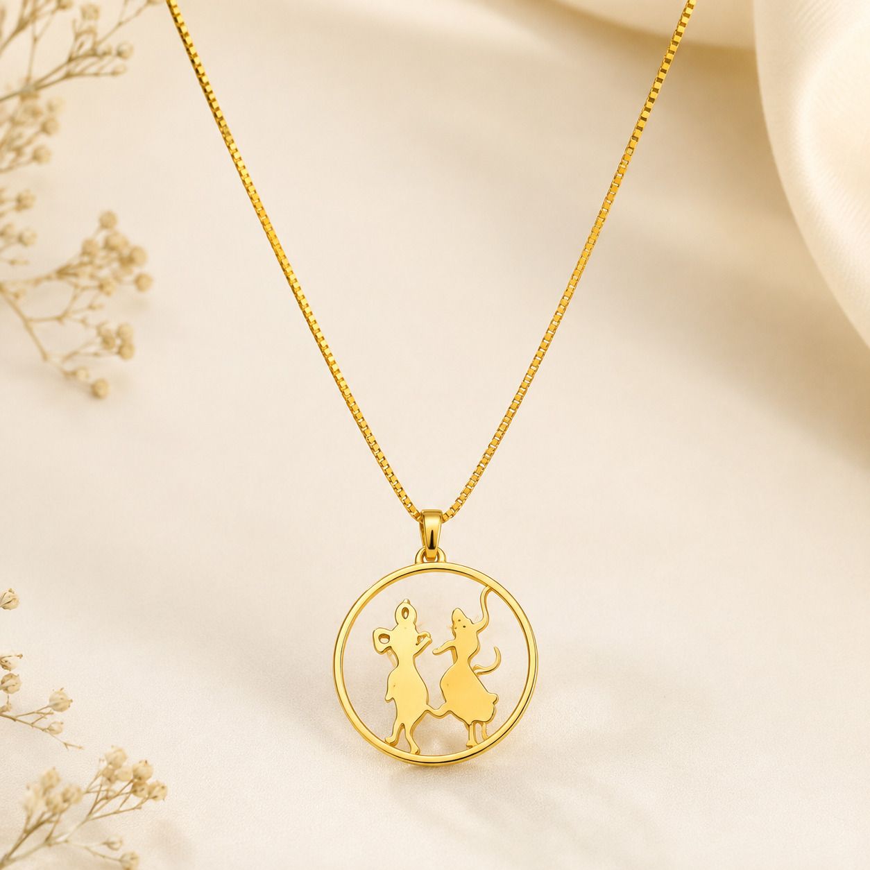 essyz designs Radha Krishna Divine Love Gold Plated Pendant Brass Pendant Set-picture-12