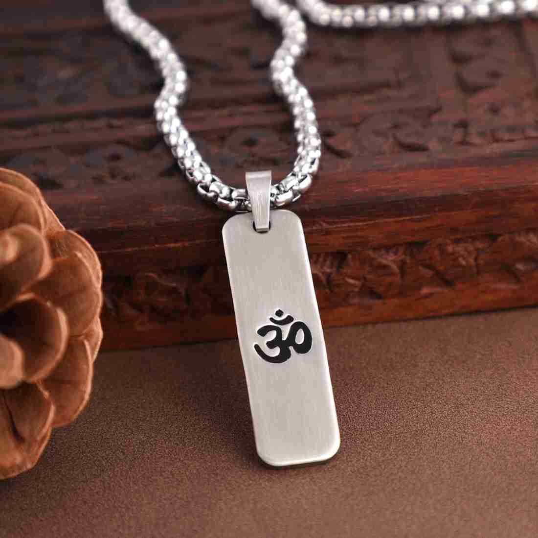 OM Locket Pendant with Chain Silver Beads Stainless Steel Pendant Sterling Silver Stainless Steel Locket