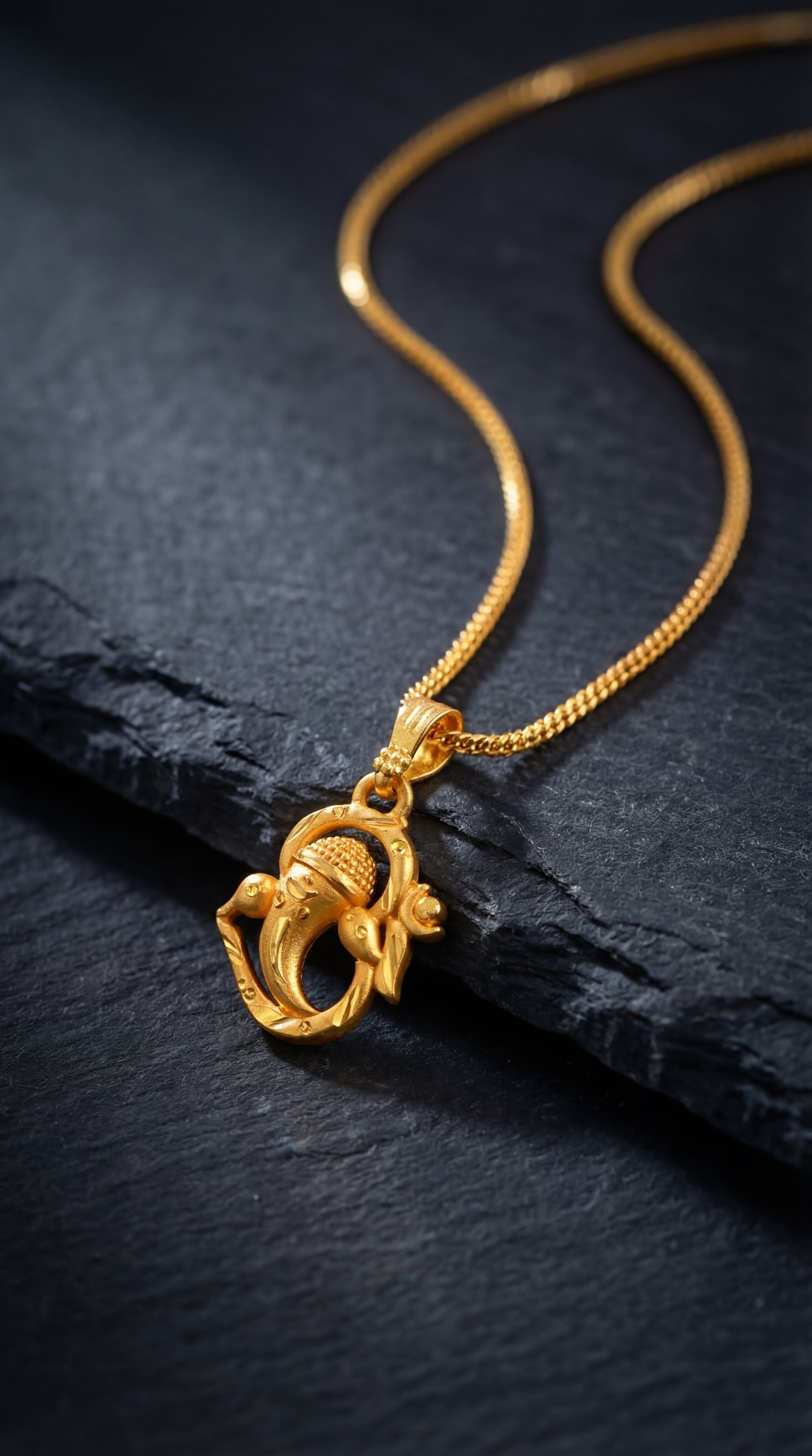 Unisex Micro Gold Plated Ganesh Pendant With Chain Gold-plated Brass Pendant Set-image-12