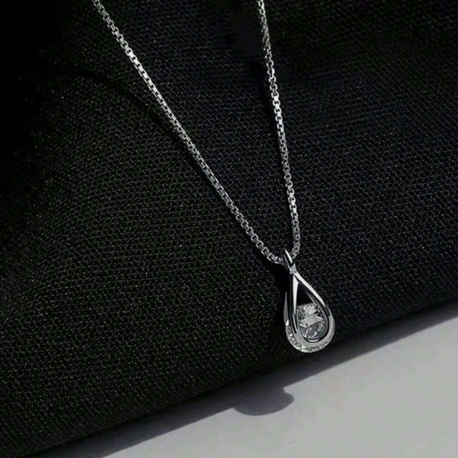 Zarkan 925 Hallmarked Silver Drop Pendant With Chain Rhodium Sterling Silver Pendant