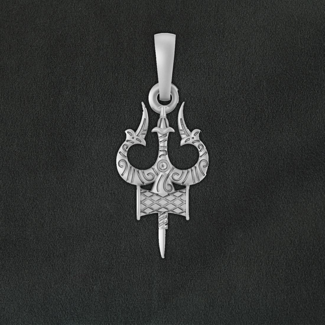 akshat sapphire Sterling Silver (92.5% Purity) Spiritual Shiva Trishul Pendant For Men & Women Sterling Silver Pendant-picture-39