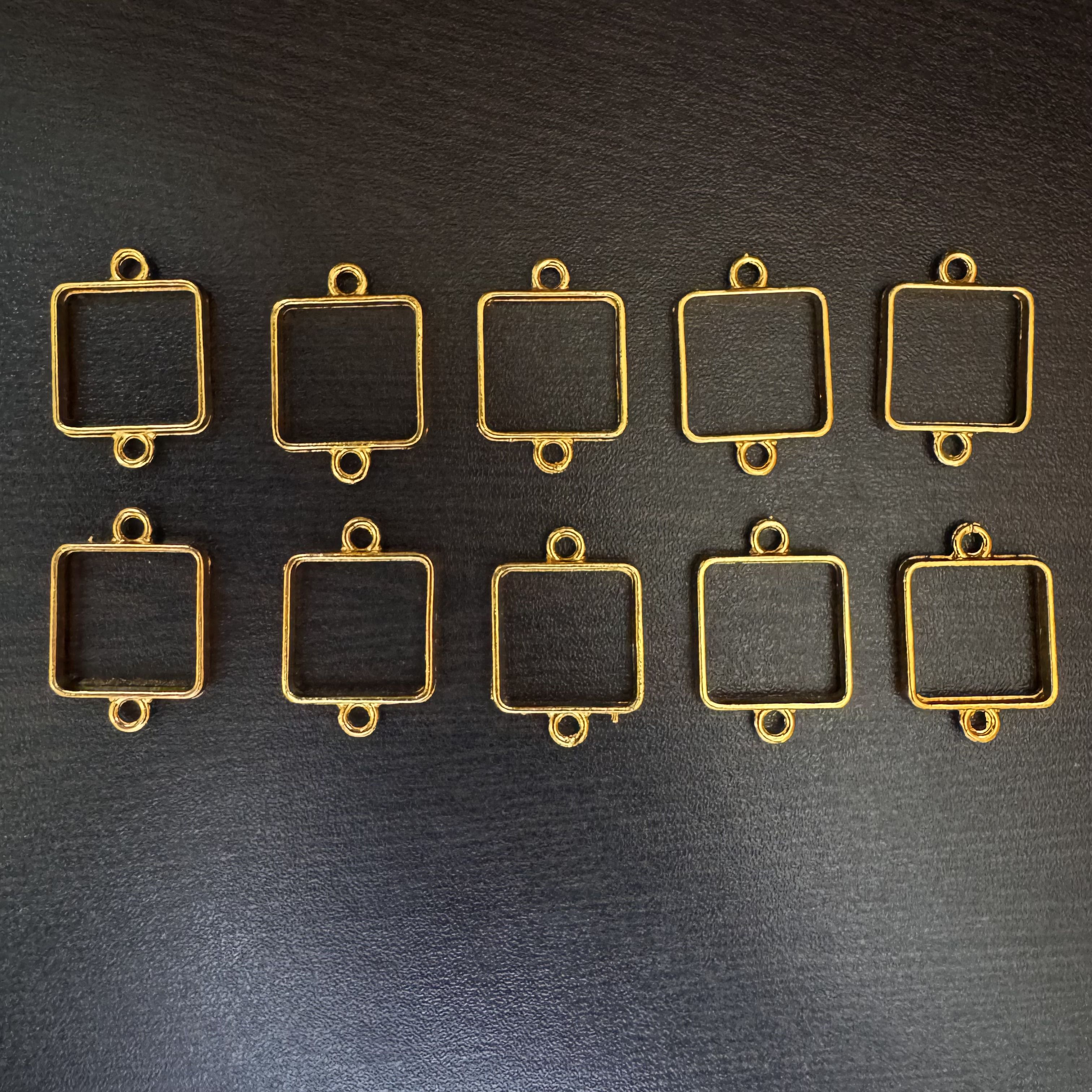 Gold Bracelet Bezels for Resin Art – Pack of 10 square Shapes Brass Pendant-image-27