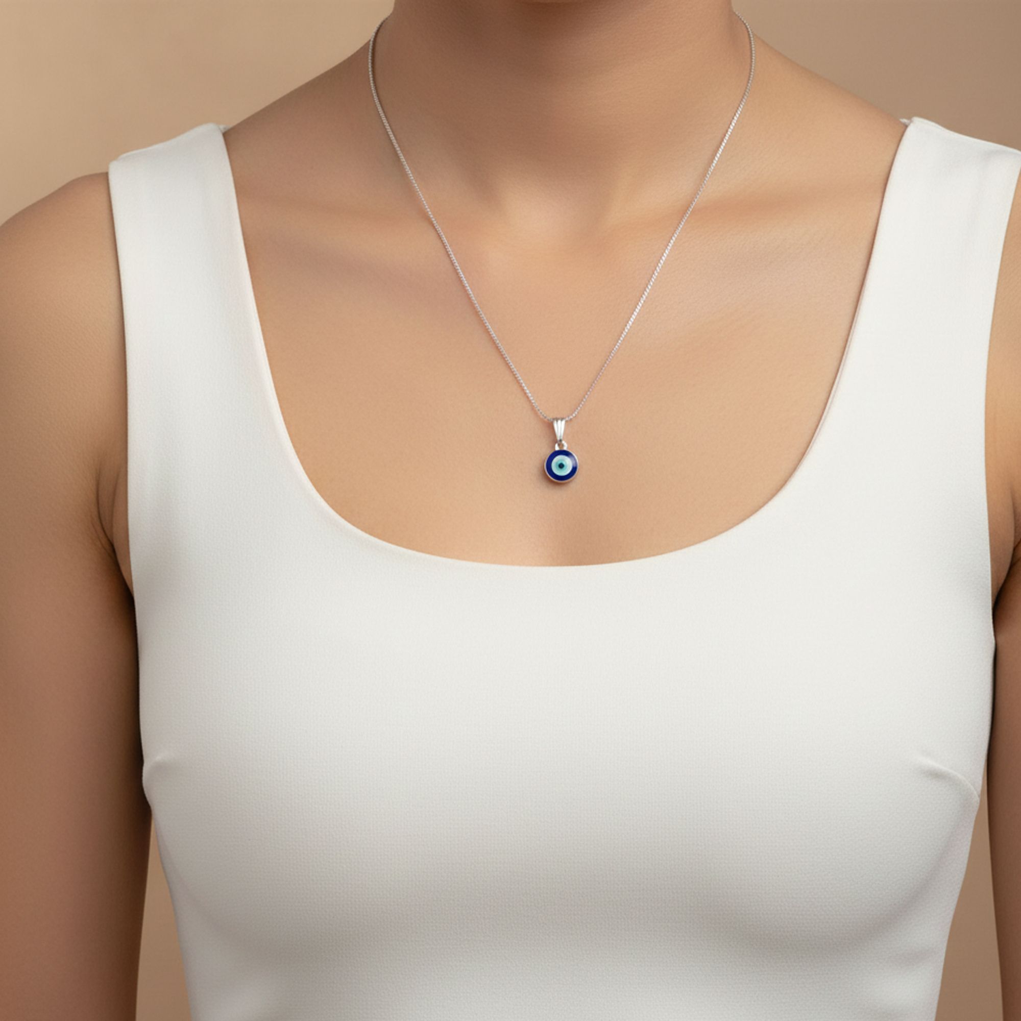 Evil Eye Girls Pendant | Classic Nazar Protection Necklace with Elegant Charm Silver Alloy Locket Set-image-46