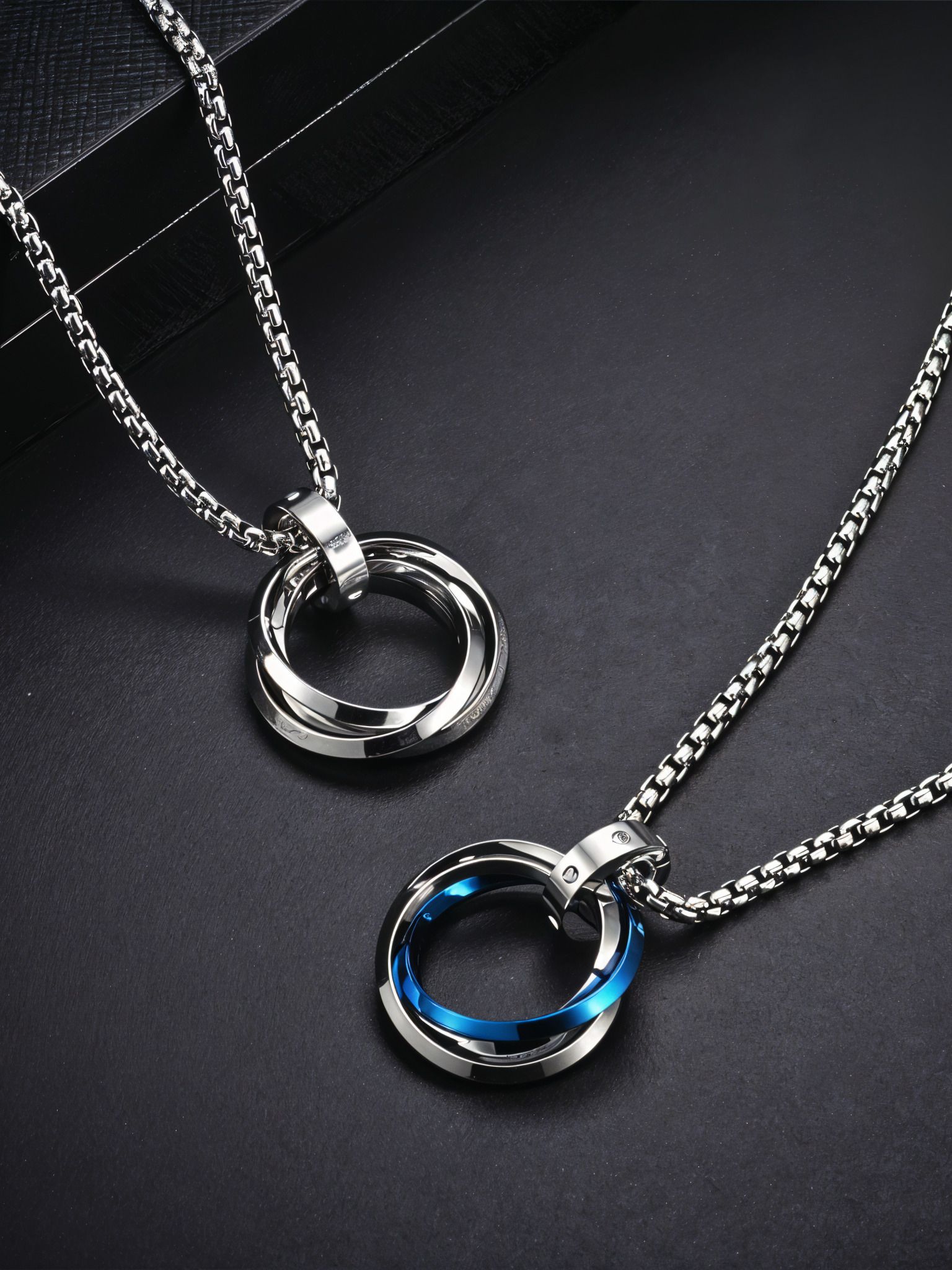 Stainless Steel Ring Pendant Locket Set Blue Black Combo Sterling Silver Cubic Zirconia Stainless Steel Pendant Set-image-44