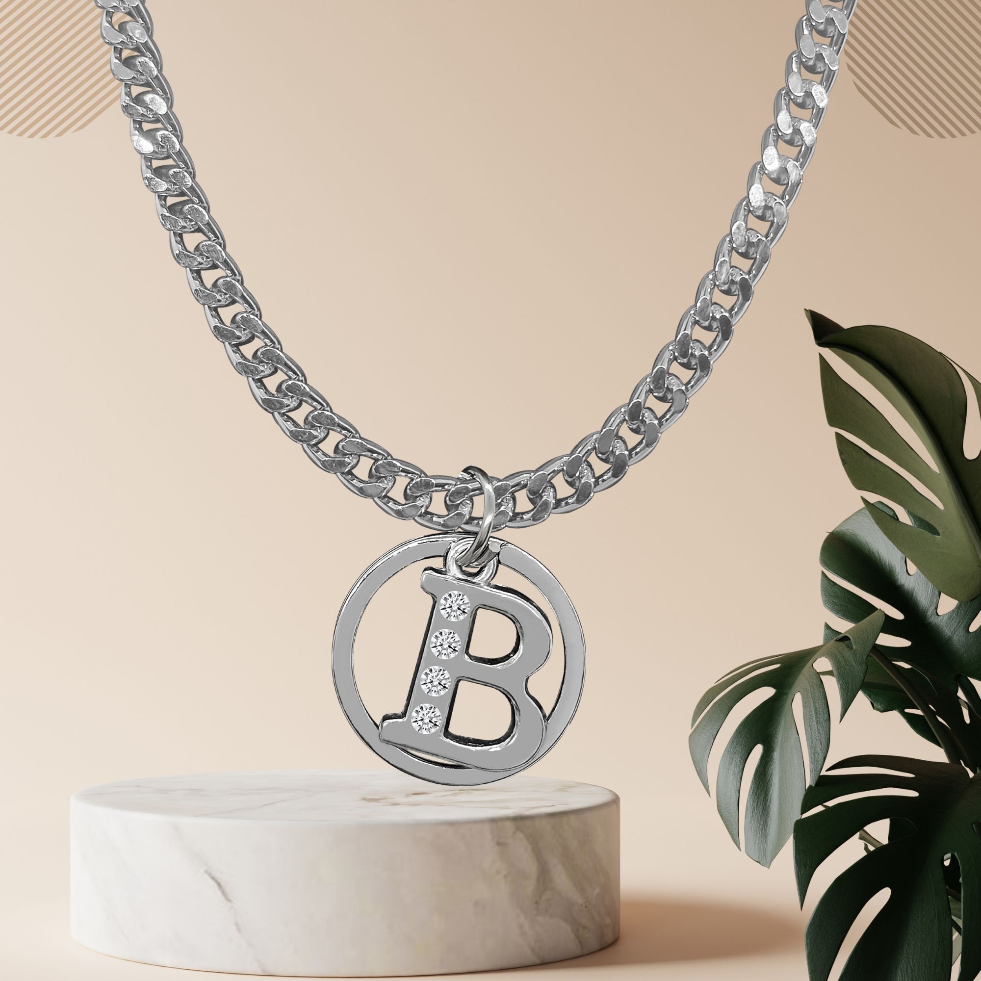 B Alphabet Locket Metal Pendant-image-46