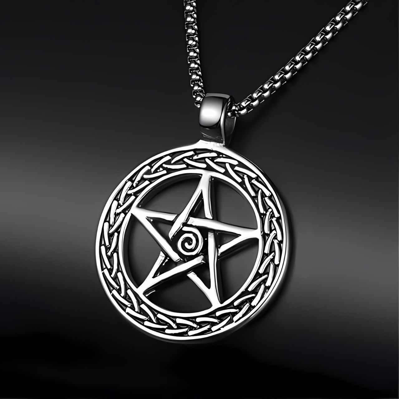 Silver-Plated Pentagram Pendant Necklace for Men & Women Brass Pendant-image-46